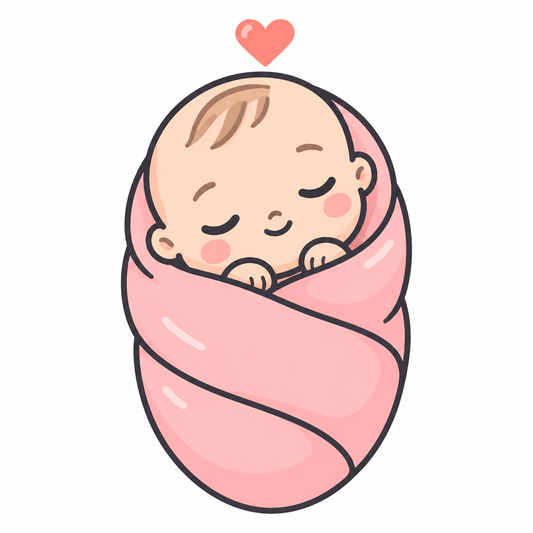 Newborn baby swaddled in a pink blanket